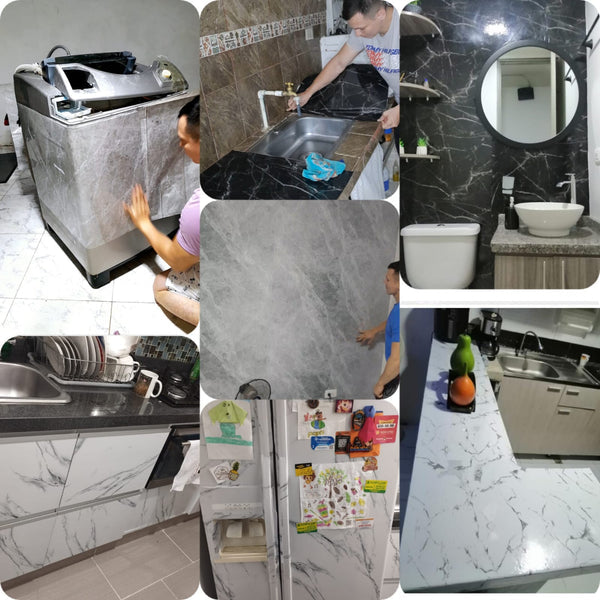 PAGA 4.5 Y LLEVA 9 METROS DE PAPEL STICKER DE MARMÓL 😱 ¡Para mesones, paredes, cajones y más!