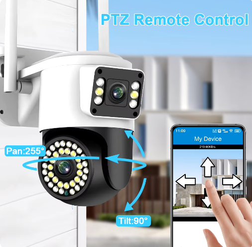 📸Cámara seguridad con doble lente + alarma🚨