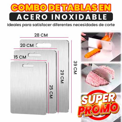 COMBO 3 TABLAS DE COCINA ACERO INOXIDABLE ⭐😱