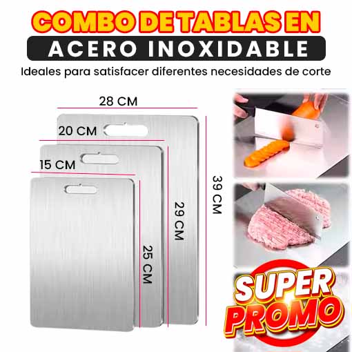 COMBO 3 TABLAS DE COCINA ACERO INOXIDABLE ⭐😱