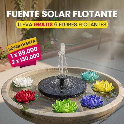 FUENTE DE AGUA SOLAR + 6 FLORES GRATIS ⛲🌸