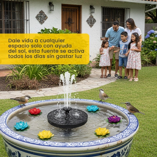 FUENTE DE AGUA SOLAR + 6 FLORES GRATIS ⛲🌸