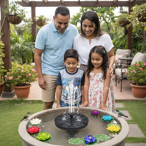 FUENTE DE AGUA SOLAR + 6 FLORES GRATIS ⛲🌸