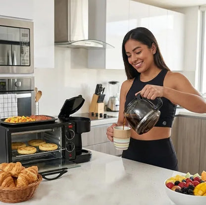 Mini Cocina 3 en 1 🤩🍳🥩🥘☕  Horno - Parrilla - Cafetera