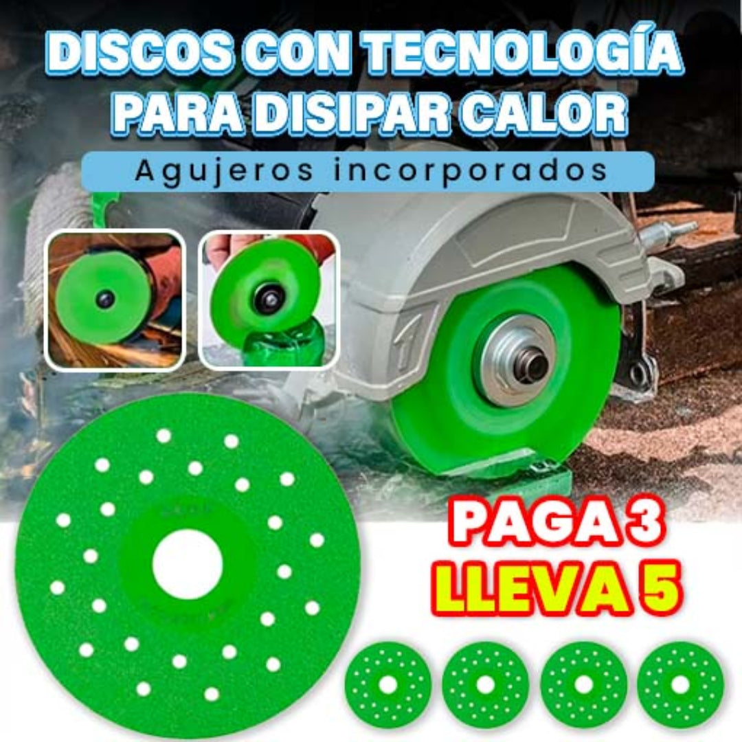 PACK X 5 DISCOS DE CORTE DIAMANTADOS VENTILADOS