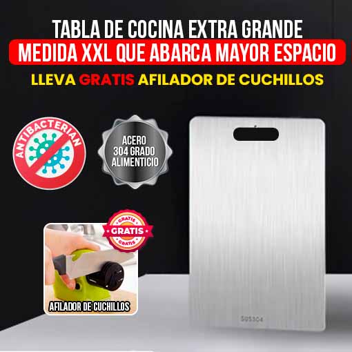 TABLA DE COCINA ACERO INOXIDABLE XXL + AFILADOR DE CUCHILLOS GRATIS 🤩😱
